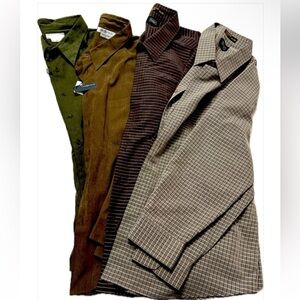 4 Men’s Olive, Brown Long Sleeve Button Shirts, XXL, NWT